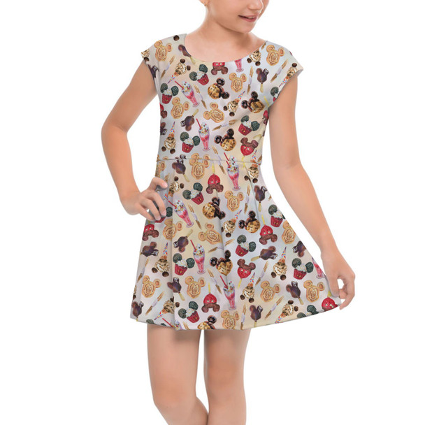 Girls Cap Sleeve Pleated Dress - Mickey Snacks