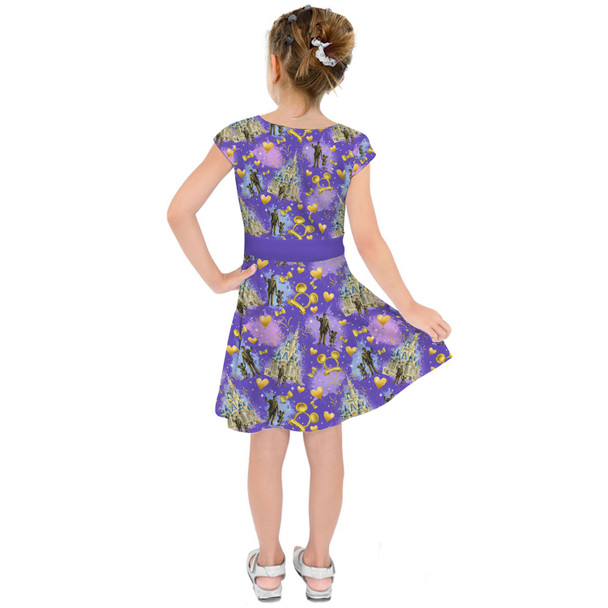 Girls Short Sleeve Skater Dress - Walt & Mickey Statue at WDW