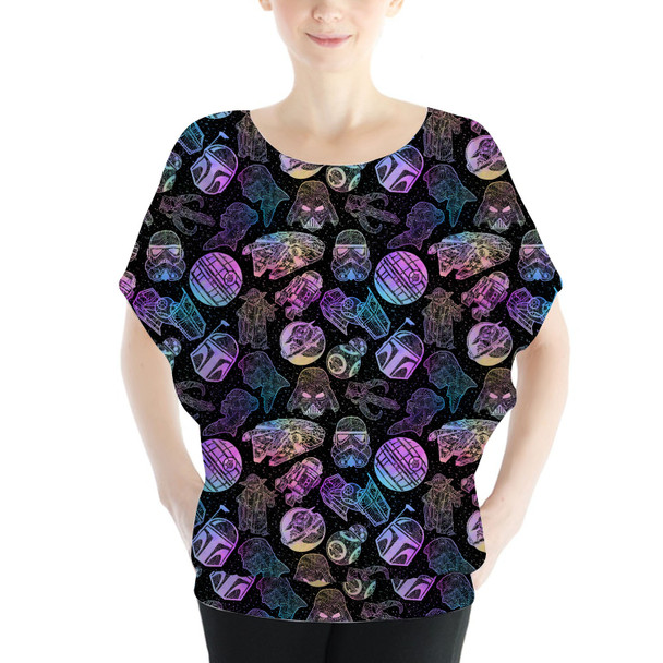 Batwing Chiffon Top - Star Wars Watercolor Mandalas