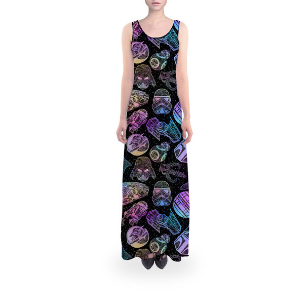 Flared Maxi Dress - Star Wars Watercolor Mandalas