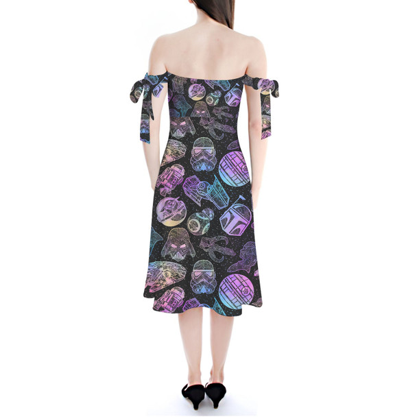 Strapless Bardot Midi Dress - Star Wars Watercolor Mandalas