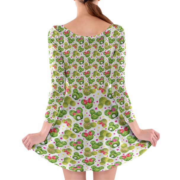 Longsleeve Skater Dress - Mickey & Minnie Topiaries