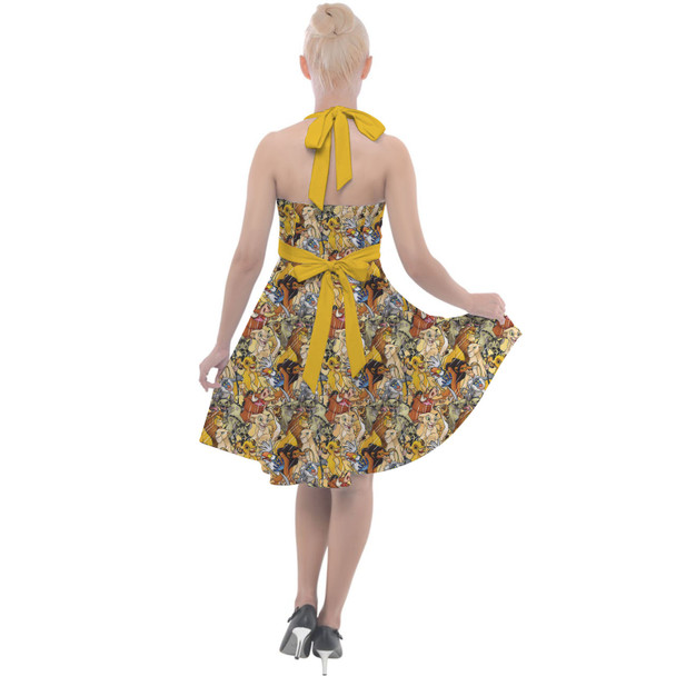 Halter Vintage Style Dress - Lion King Sketched