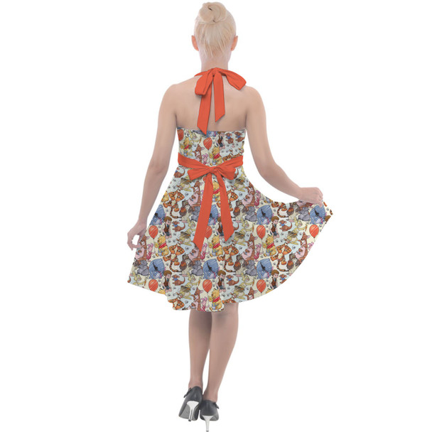 Halter Vintage Style Dress - Winnie The Pooh & Friends Sketched