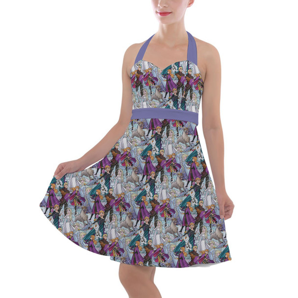 Halter Vintage Style Dress - Frozen Sketched