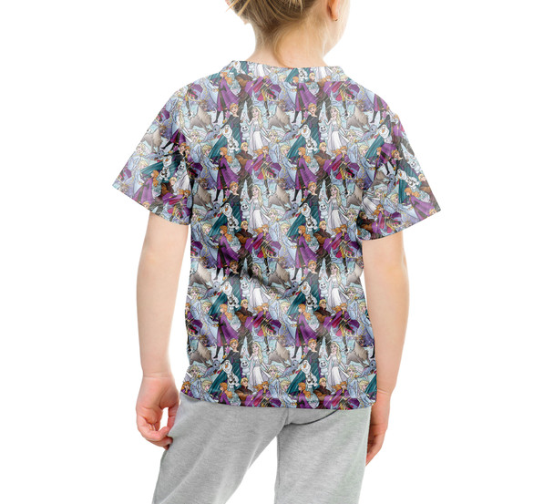Youth Cotton Blend T-Shirt - Frozen Sketched