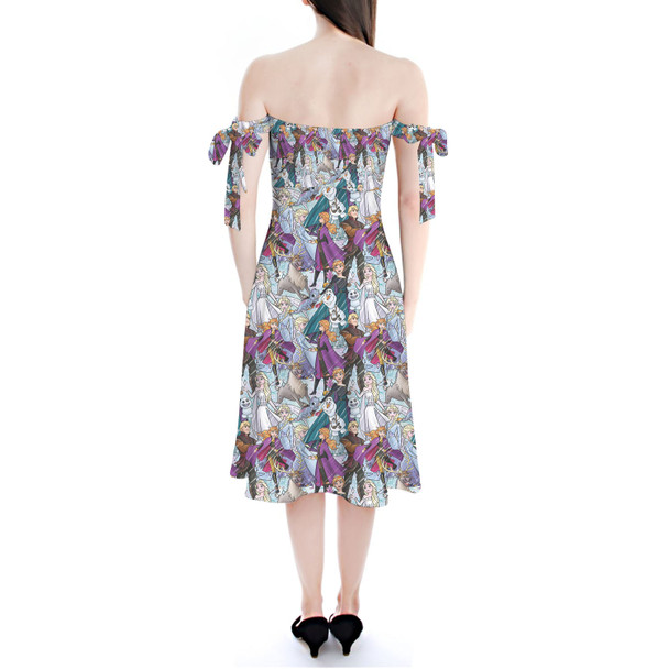 Strapless Bardot Midi Dress - Frozen Sketched