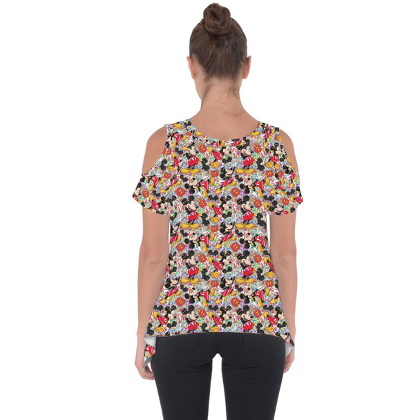 Cold Shoulder Tunic Top - Mickey Mouse Sketched