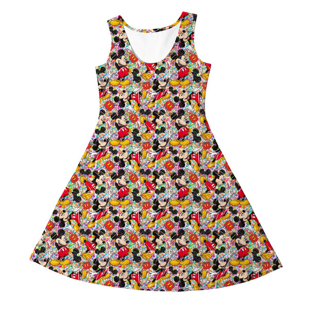 Girls Sleeveless Dress - Mickey Mouse Sketched