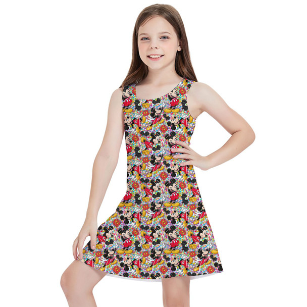 Girls Sleeveless Dress - Mickey Mouse Sketched