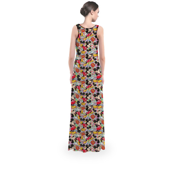 Flared Maxi Dress - Mickey Mouse Sketched