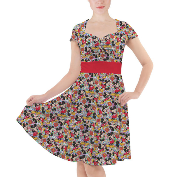 Sweetheart Midi Dress - Mickey Mouse Sketched