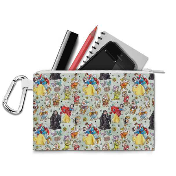 Canvas Zip Pouch - Snow White And The Seven Dwarfs Sketched