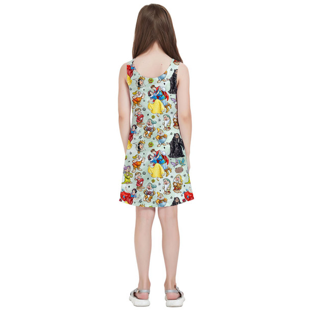 Girls Sleeveless Dress - Snow White And The Seven Dwarfs Sketched