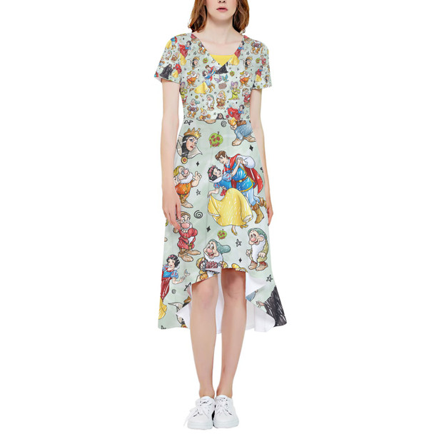High Low Midi Dress - Snow White And The Seven Dwarfs Sketched