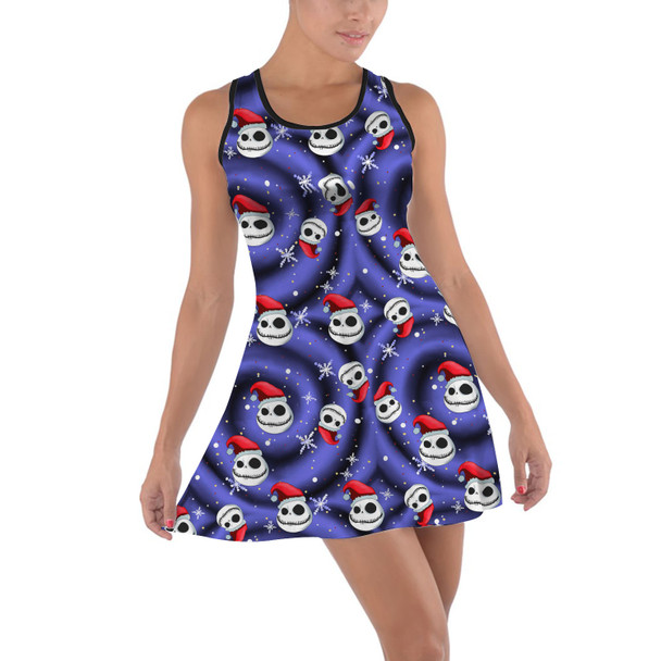 Cotton Racerback Dress - Jack Skellington with Santa Hat