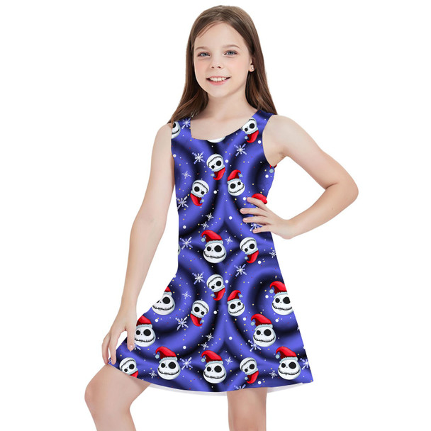 Girls Sleeveless Dress - Jack Skellington with Santa Hat