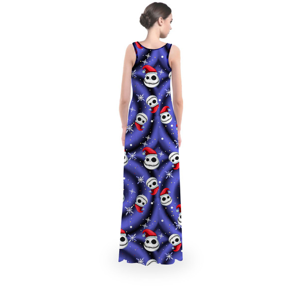 Flared Maxi Dress - Jack Skellington with Santa Hat