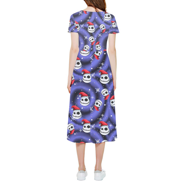 High Low Midi Dress - Jack Skellington with Santa Hat