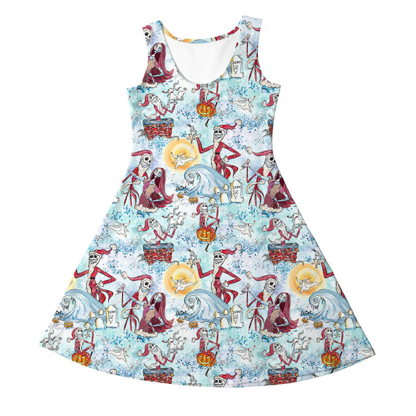 Girls Sleeveless Dress - Santa Jack with Sally & Zero