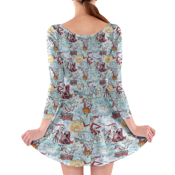 Longsleeve Skater Dress - Santa Jack with Sally & Zero