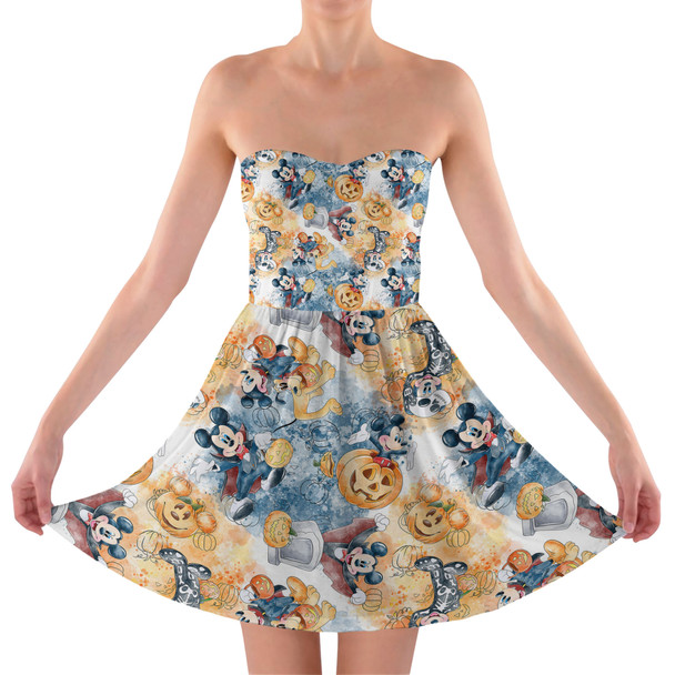 Sweetheart Strapless Skater Dress - Mickey's Halloween Fun