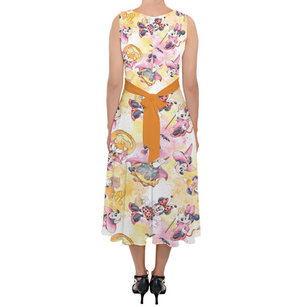 Belted Chiffon Midi Dress - Minnie's Halloween Fun