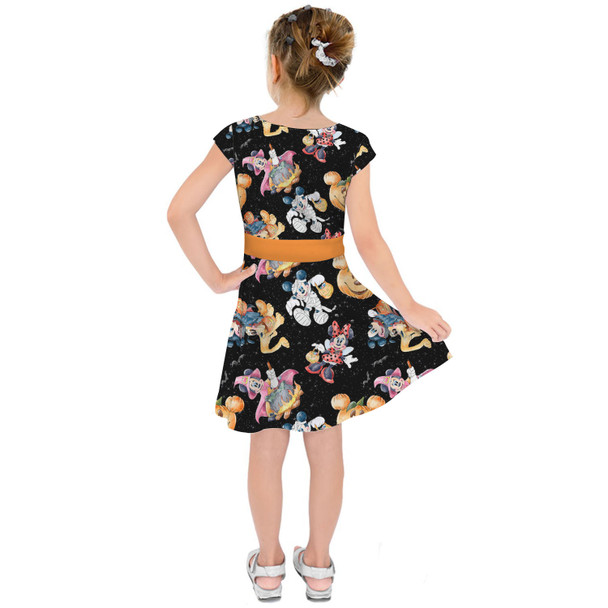 Girls Short Sleeve Skater Dress - Mickey & Minnie's Halloween Costumes