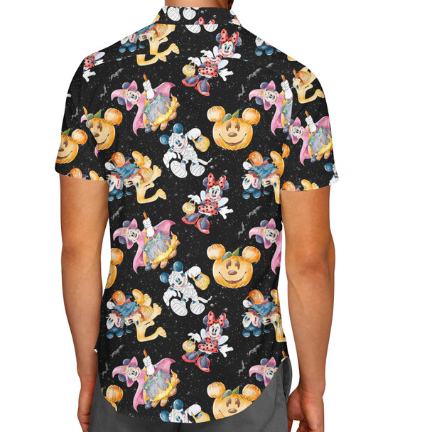 Men's Button Down Short Sleeve Shirt - Mickey & Minnie's Halloween Costumes
