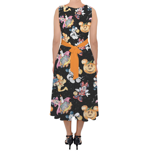 Belted Chiffon Midi Dress - Mickey & Minnie's Halloween Costumes