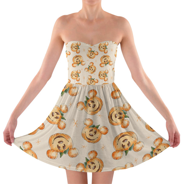 Sweetheart Strapless Skater Dress - Happy Mouse Pumpkins