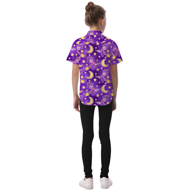 Kids' Button Down Short Sleeve Shirt - Witch Minnie Mouse