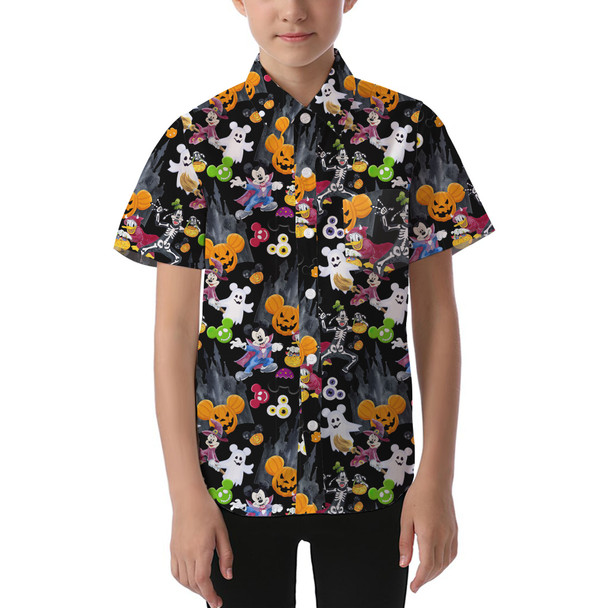 Kids' Button Down Short Sleeve Shirt - Mickey & The Gang Trick or Treat
