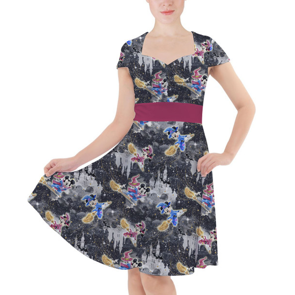 Sweetheart Midi Dress - Watercolor Halloween Mickey & Minnie