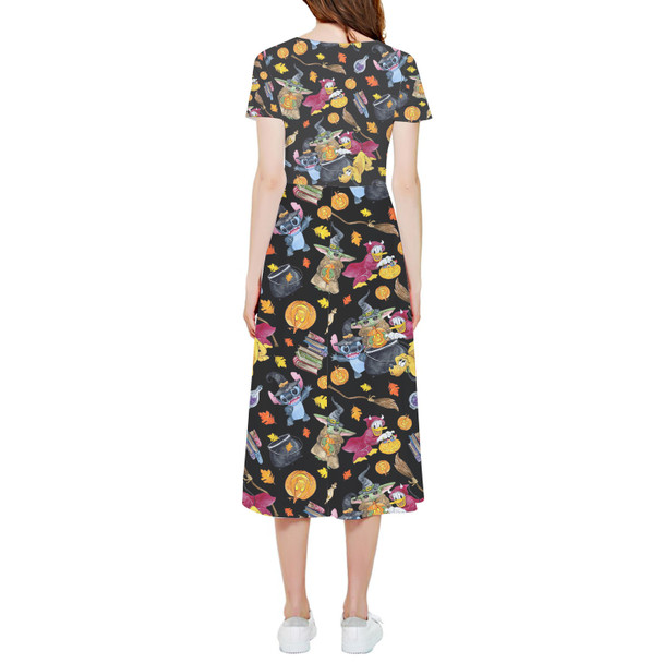 High Low Midi Dress - Watercolor Disney Halloween Friends