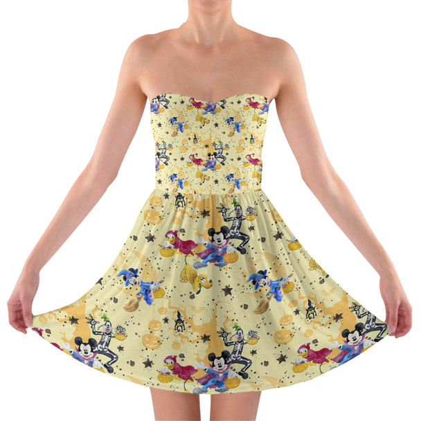 Sweetheart Strapless Skater Dress - Mickey & Friends Boo To You