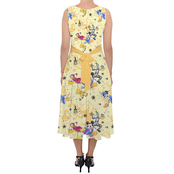 Belted Chiffon Midi Dress - Mickey & Friends Boo To You