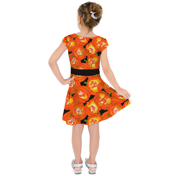 Girls Short Sleeve Skater Dress - Disney Carved Pumpkins