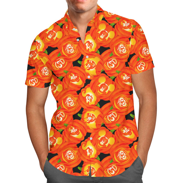 Men's Button Down Short Sleeve Shirt - Disney Carved Pumpkins