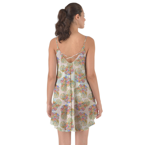 Beach Cover Up Dress - Floral Pumpkin Mouse Ears