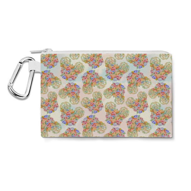 Canvas Zip Pouch - Floral Pumpkin Mouse Ears