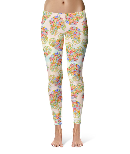 Sport Leggings - Floral Pumpkin Mouse Ears