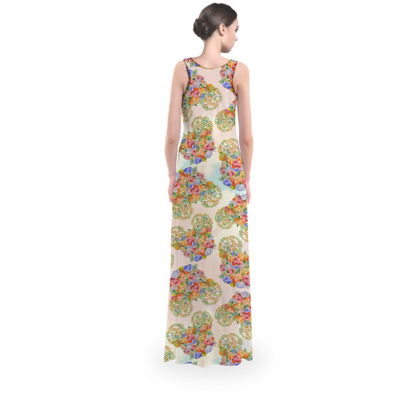 Flared Maxi Dress - Floral Pumpkin Mouse Ears