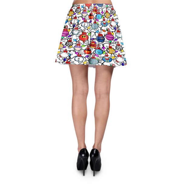 Skater Skirt - Disney Christmas Baubles on White