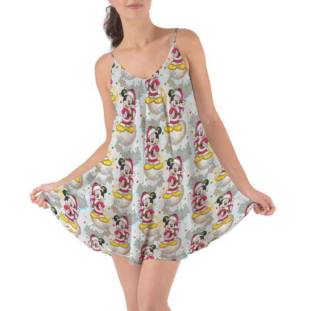 Beach Cover Up Dress - Santa Mickey Mouse