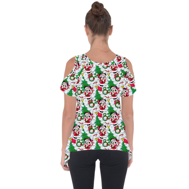 Cold Shoulder Tunic Top - Santa Minnie Mouse