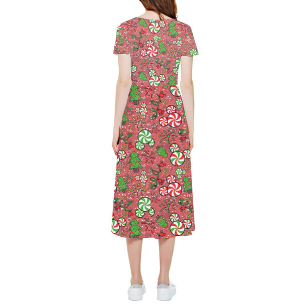 High Low Midi Dress - Christmas Sketched Mouse Ears