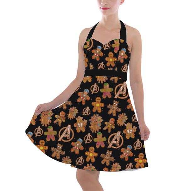 Halter Vintage Style Dress - Superhero Gingerbread Cookies