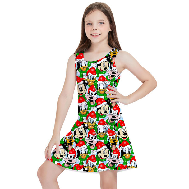 Girls Sleeveless Dress - Mickey & Friends Santa Hats