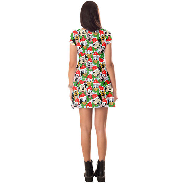 Short Sleeve Dress - Mickey & Friends Santa Hats